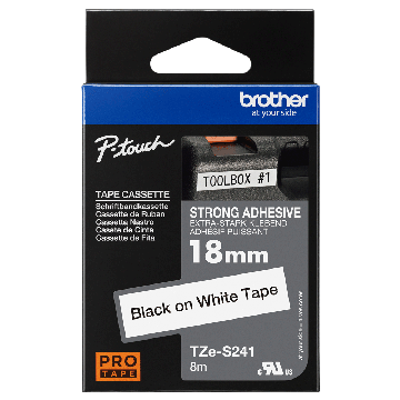 Image of Brother Labelling Tape Black on White 18mm TZE-S241