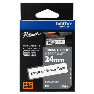 Image of Brother Labelling Tape Black on White 18mm TZE-S241