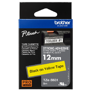 Image of Brother Labelling Tape Black on Yellow 12mm TZE-S631