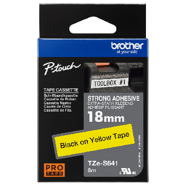 Image of Brother Labelling Tape Black on Yellow 18mm TZE-S641
