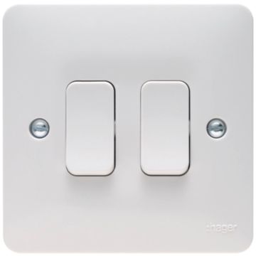 Image of Hager Sollysta 2 Gang 2 Way Intermediate Wall Switch White