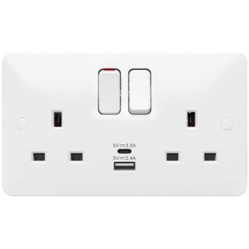 Image of Hager Sollysta Double USB Socket WMSS82-USBAC
