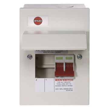 Image of Wylex 2 Way Main Switch Consumer Unit 40A DP