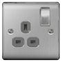 BG Nexus Brushed Steel NBS21G 13A Single Socket Switched