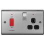 BG Nexus Brushed Steel NBS70B 45A DP Switch 13A Socket Neon