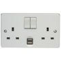 Crabtree Capital 13A 2 Gang Switch Socket Type A USB