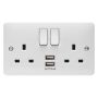 Hager Sollysta White 2 Gang Switched USB Socket WMSS82USB