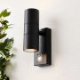 Forum Zink Leto GU10 Spotlight PIR Up and Down Wall Light Black