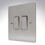 MK Edge K14372BSSW 2 Gang 20A 2 Way Switch Brushed Steel White