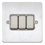 MK Edge K14373BSSW 3 Gang SP 2 Way 10A Switch Brushed Steel White
