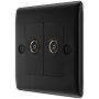 BG Nexus Metal Co-Ax Socket 2 Gang Matt Black