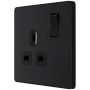 BG Evolve Switched Socket 1 Gang 13A Matt Black