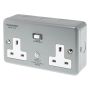 Powerbreaker Unswitched 2 Gang Socket RCD 13A DP Latching Metalclad