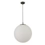 Searchlight Atom Pendant Light 30cm Dimmable Black and Opal Glass