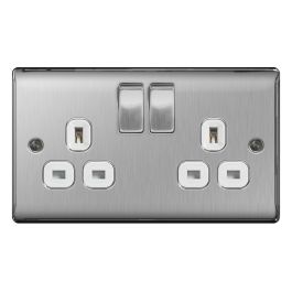 BG Nexus Metal Presa Coassiale Doppia In Acciaio Spazzolato – Per TV/FM, Finitura Arrotondata - 2