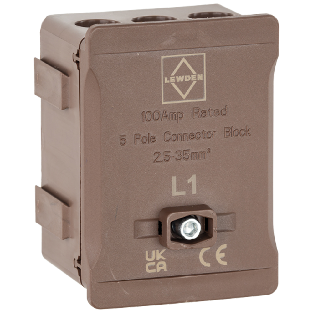 Image for Lewden Terminal Block 100A 5 Way Brown