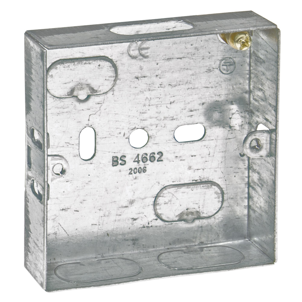 Image for Flush Metal Back Box 16mm 1 Gang