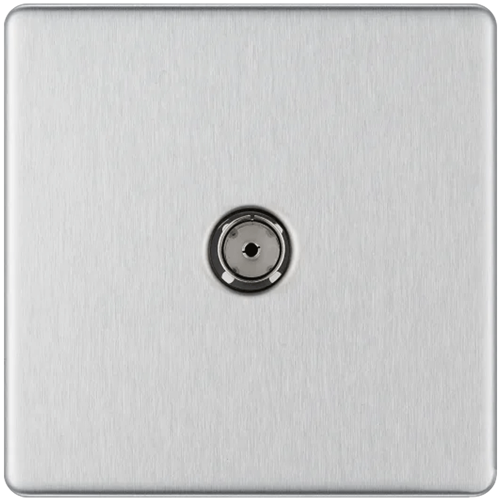 Image for BG Screwless Brushed Steel FBS60 TV Aerial Co-Axial Socket