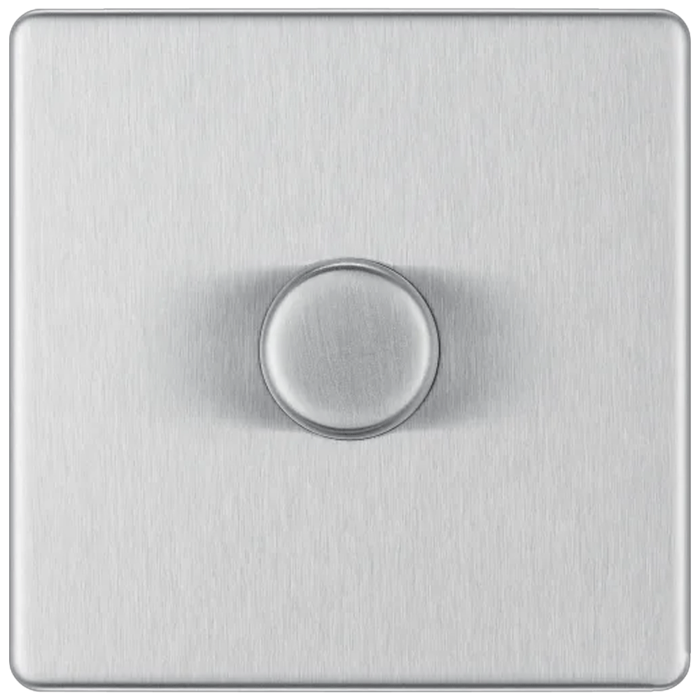 Image for BG Screwless Brushed Steel FBS81 1 Gang Push Dimmer Switch