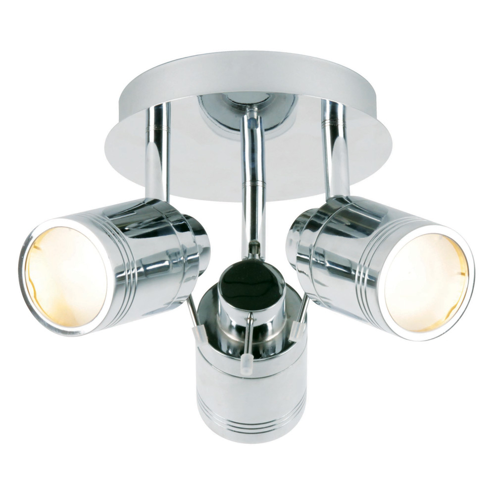 Image for Spa Scorpius 35W Bathroom Triple Ceiling Spotlight GU10 Chrome Glass