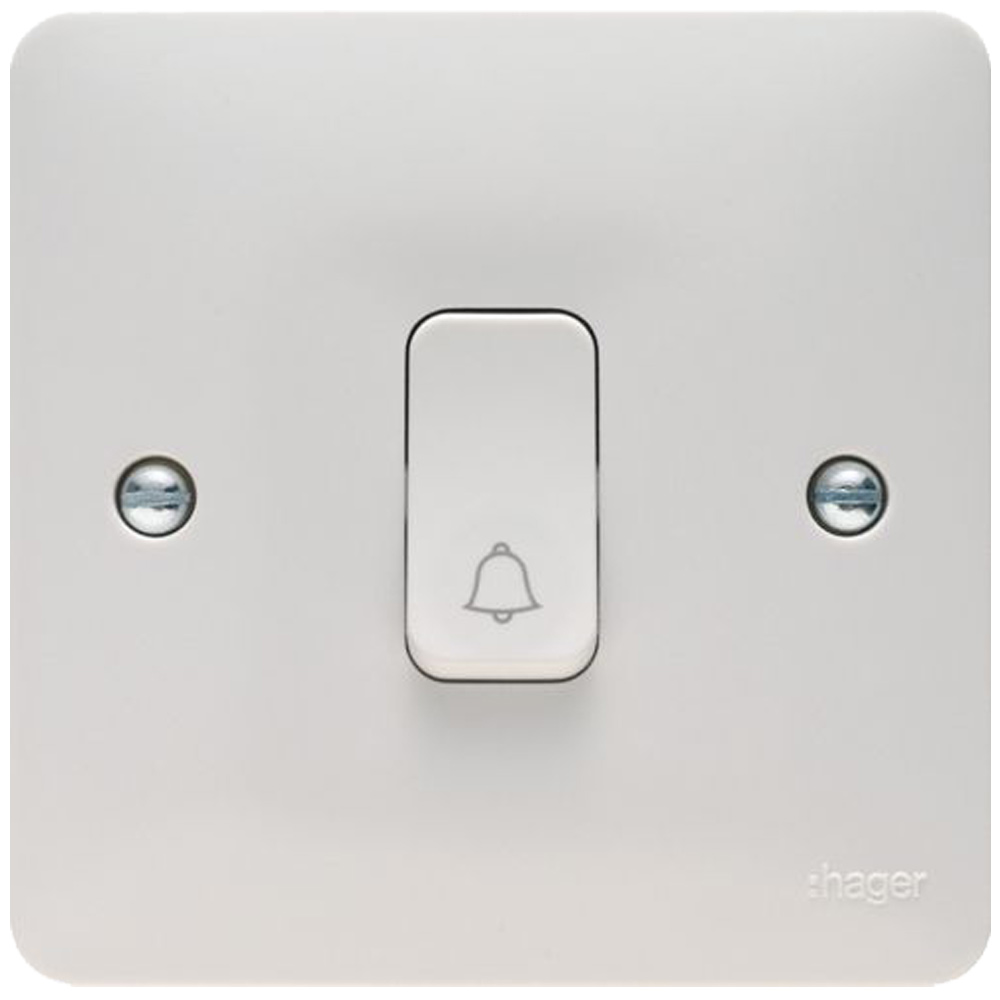 Image for Hager Sollysta 1 Gang 2 Way Push Switch 10AX White WMPS12RB