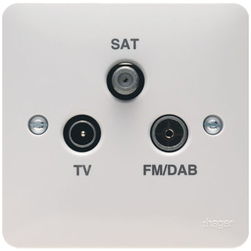 Image for Hager Sollysta Triplexer TV/FM/SAT Socket White WMTX