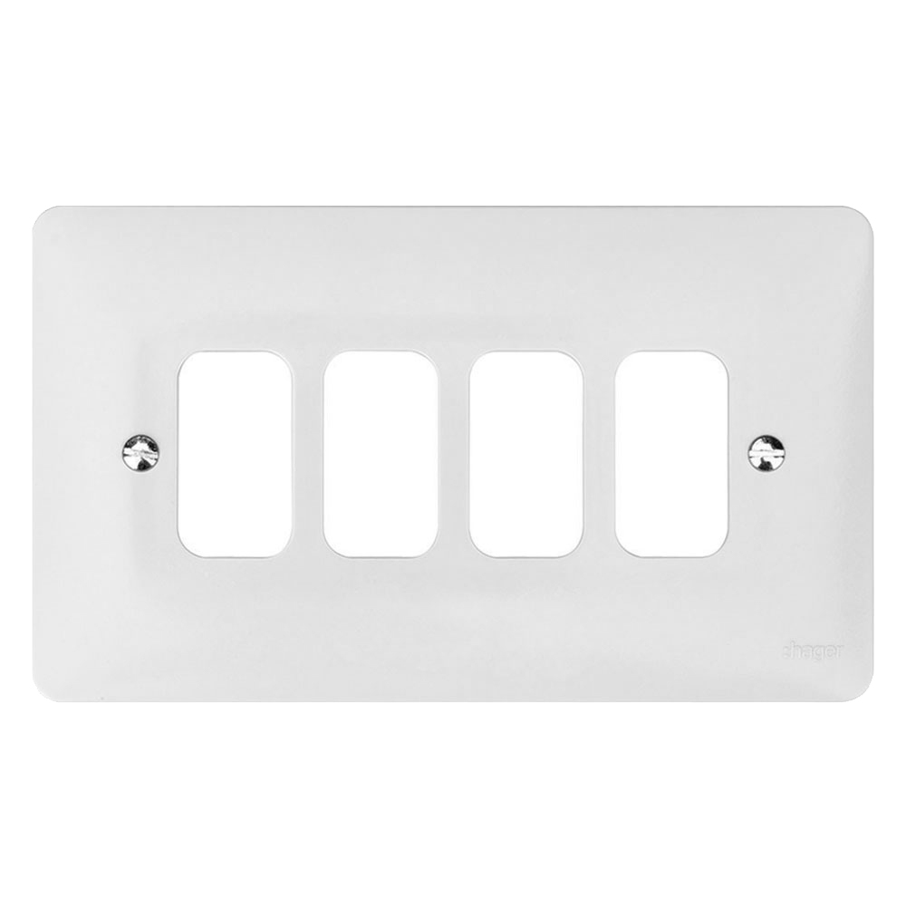Image for Hager Sollysta Grid Front Plate 4 Gang White WMGP4