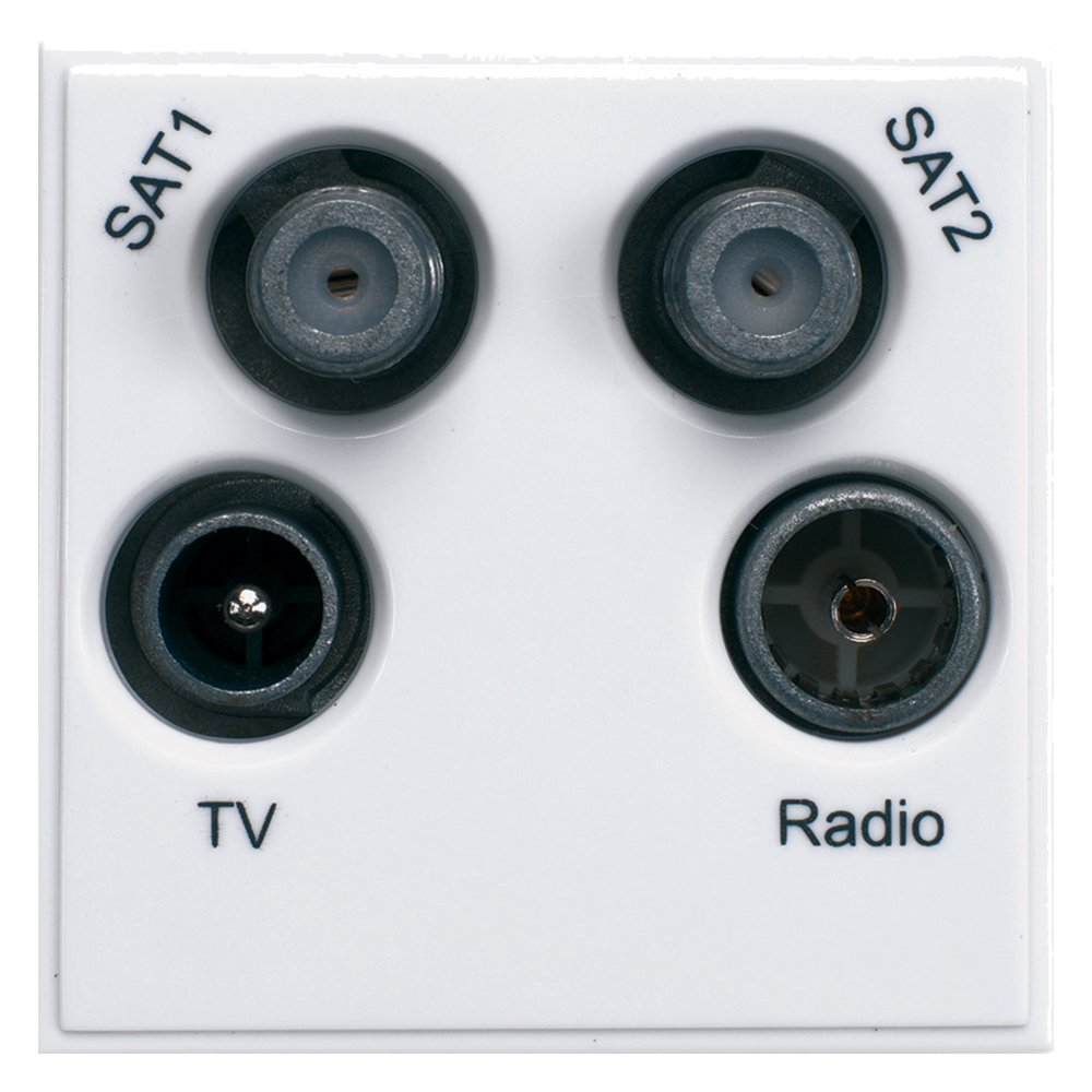 Image for Hager Sollysta Euro Quadplexer TV FM Sat Socket Two Module White WMMQX