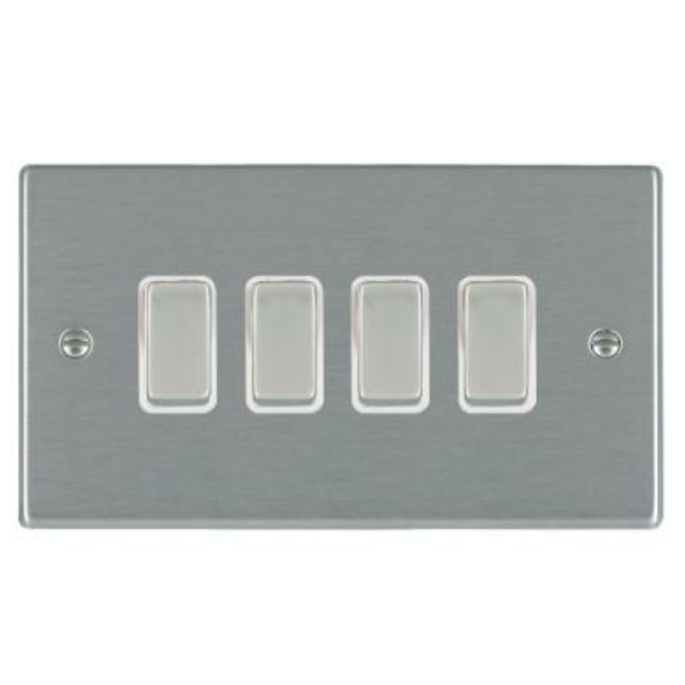 Image for Hamilton Hartland 4 Gang Light Switch Satin Steel White