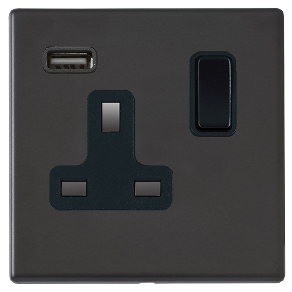 Image for Hamilton Hartland G2 USB Single Socket Matt Black