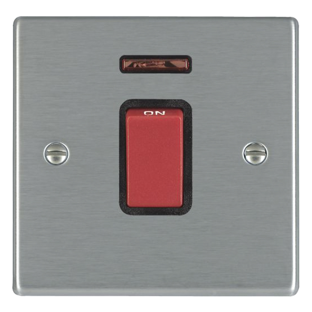 Image for Hamilton Hartland 45A Cooker Switch 1 Gang Neon Satin Steel Black