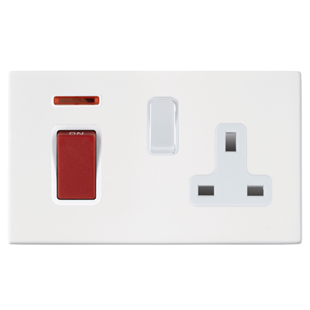 Image for Hamilton Hartland G2 45A Cooker Switch with Socket Matt White