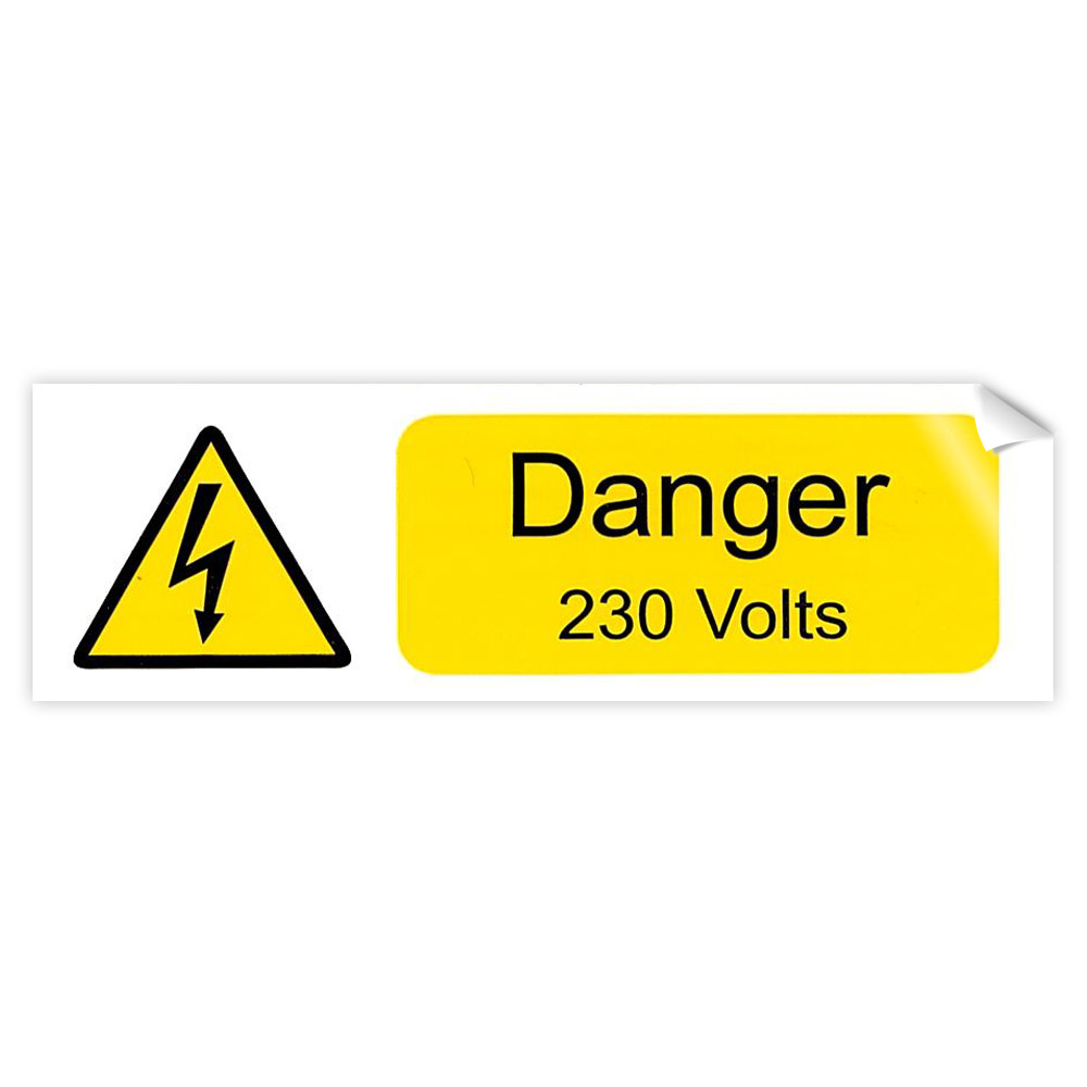 Image for 230V Danger Sticky Label 75 x 25mm Pack 10