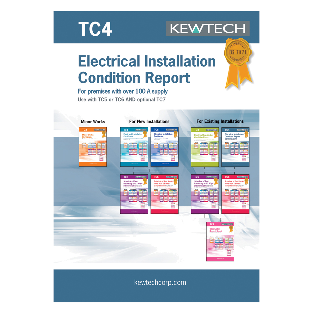 Image for Kewtech TC4 Test Certificate Inspection Schedule Book 7