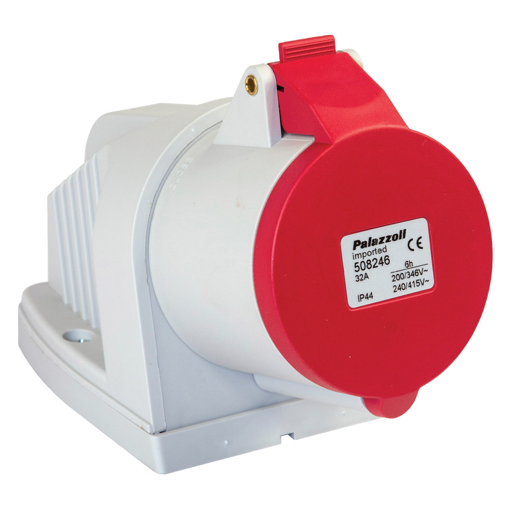 Image for Lewden 32A 400V 4 Pin Red Angled Socket Weatherproof IP44