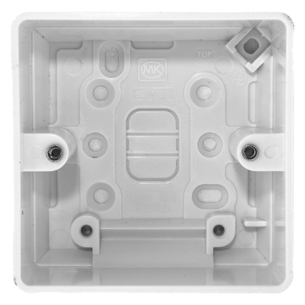 Image for MK Logic K2031WHI 40mm Moulded Surface Pattress Box 1 Gang White