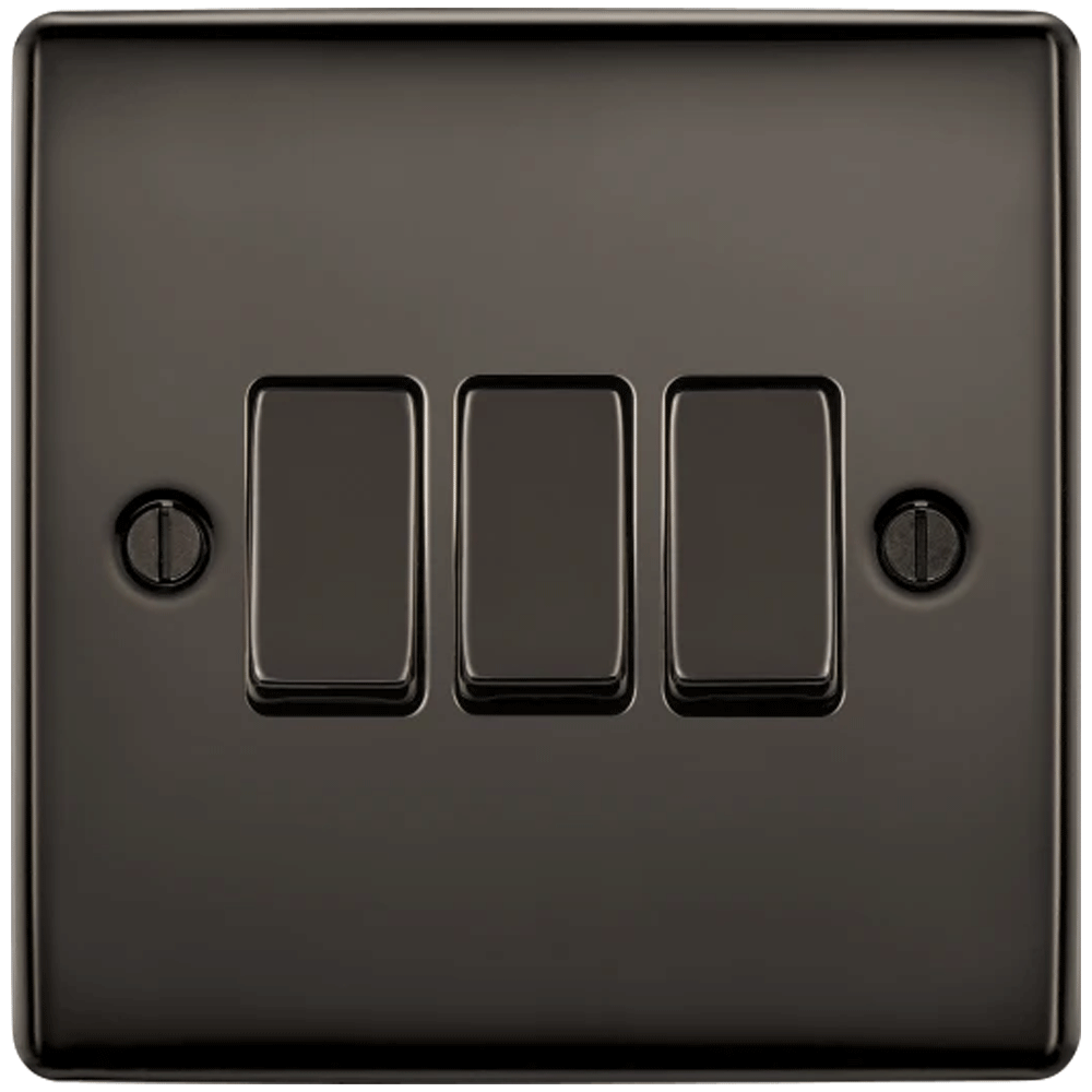Image for BG Nexus Metal NBN43 20A Switch 3 Gang 2 Way Black Nickel