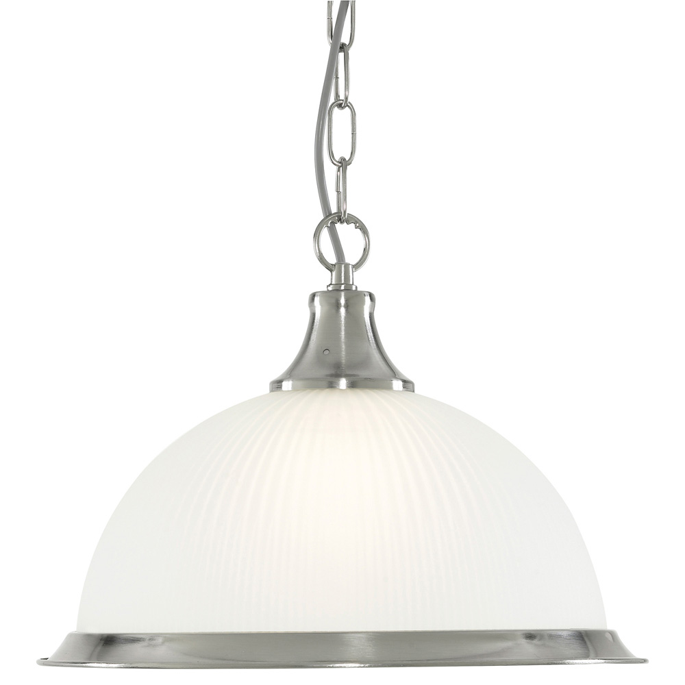 Image for Searchlight American Diner Pendant Silver with Acid Glass