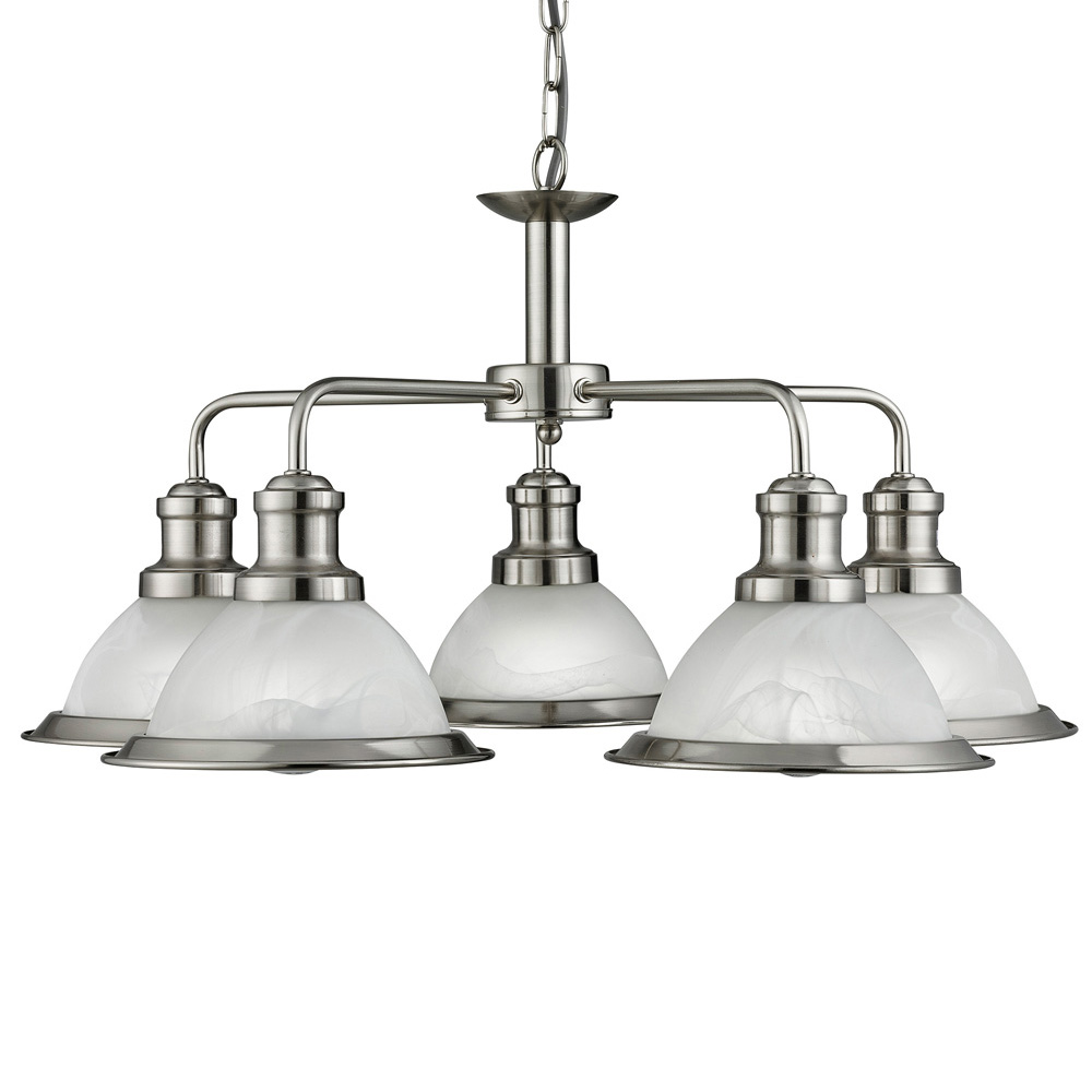 Image for Searchlight Bistro 5 Pendant Satin Silver with Glass