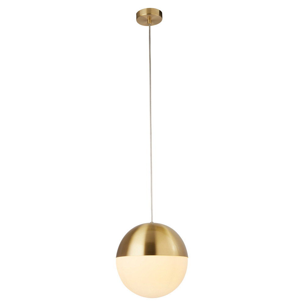 Image for Searchlight Endor Pendant Satin Brass with Opal Glass