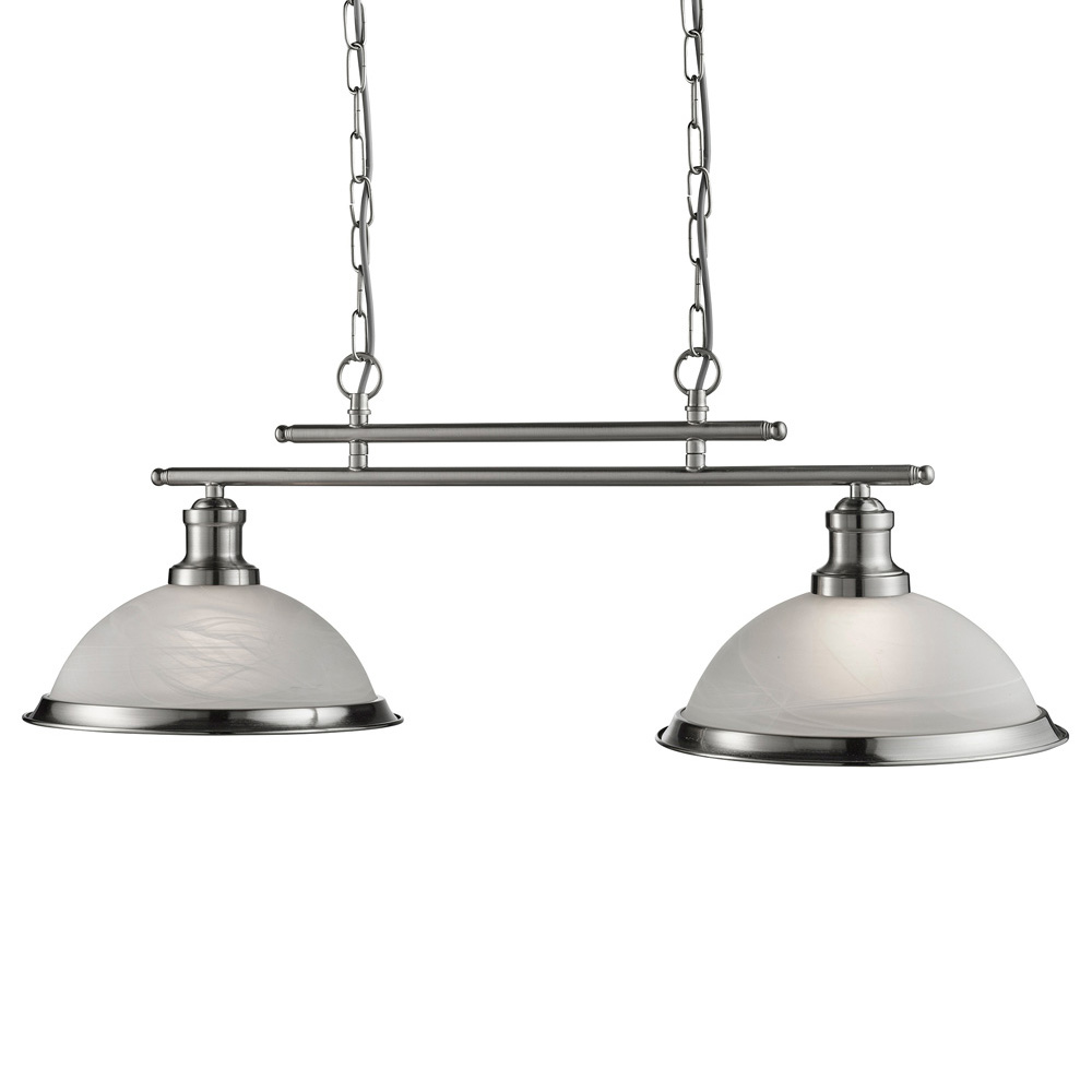 Image for Searchlight Bistro 2 Bar Pendant Satin Silver with Glass