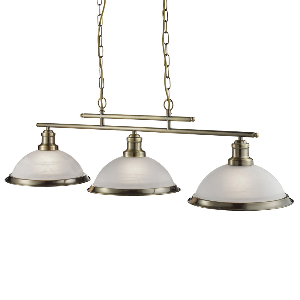 Image for Searchlight Bistro 3 Bar Pendant Antique Brass with Acid Glass