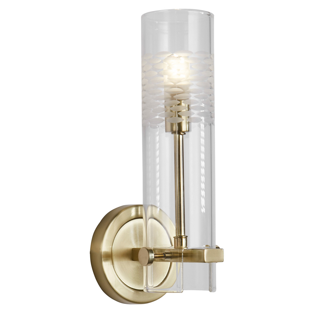 Image for Searchlight Scope Bathroom Wall Light Satin Brass with Etched Glass