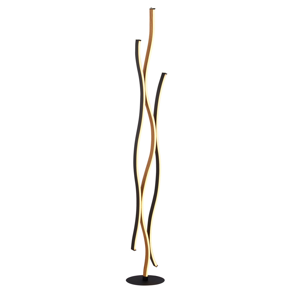 Image for Searchlight Bloom Floor Lamp Black with Wood Effect