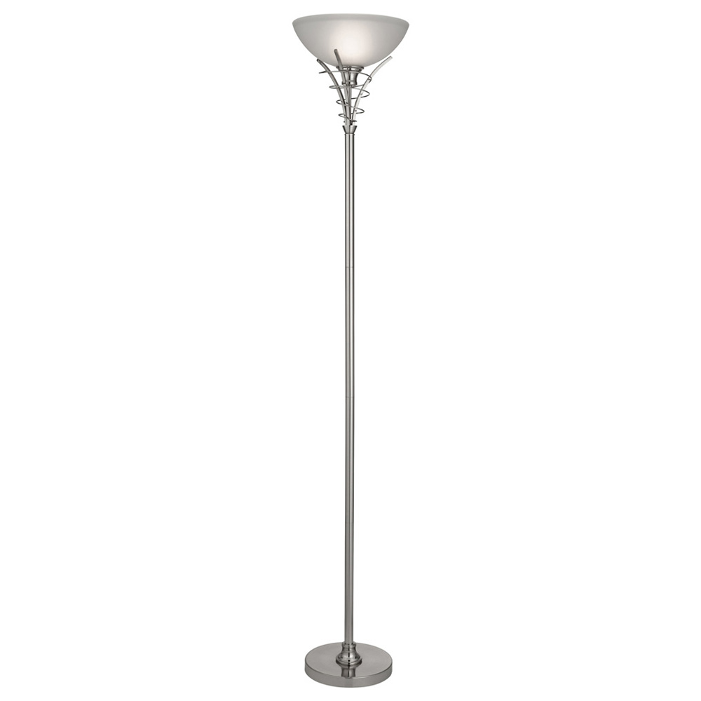 Image for Searchlight Linea Uplighter Floor Lamp Satin Silver with Acid Glass