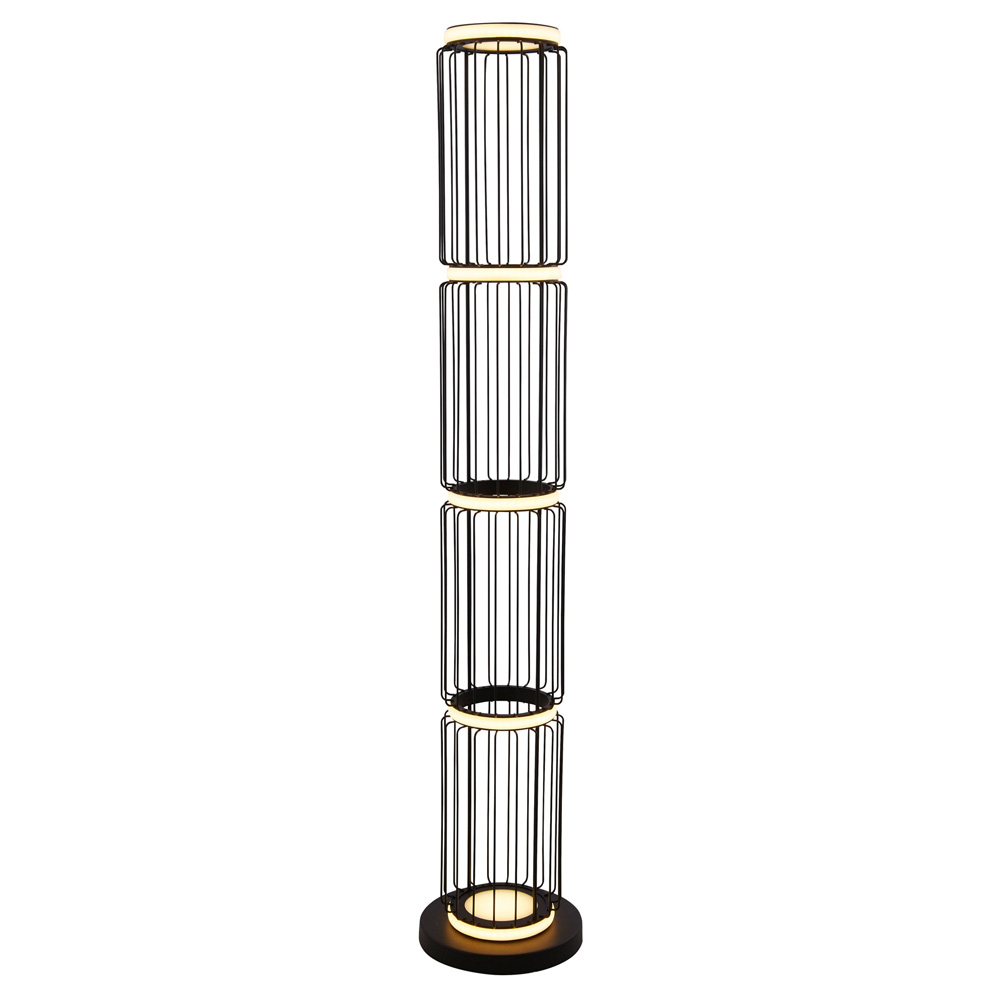 Image for Searchlight Circolo LED Cage Floor Lamp Black and White