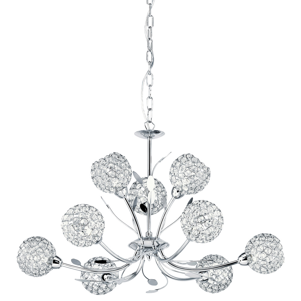 Image for Searchlight Bellis II 9 Light Pendant Chrome with Clear Glass