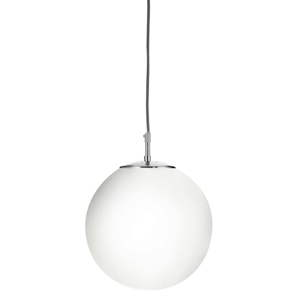 Image for Searchlight Atom 250mm Pendant Satin Silver with Opal Glass
