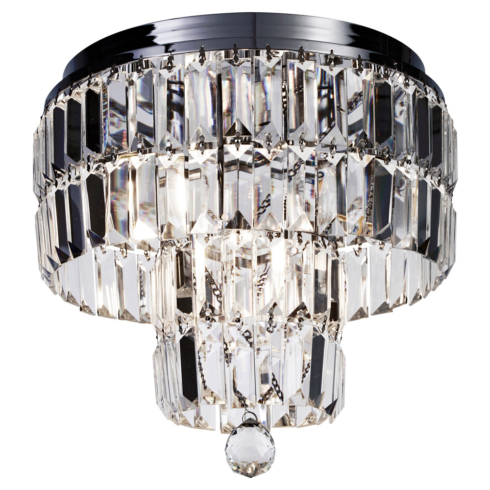 Image for Searchlight Empire 4 Light Flush Chrome with Clear Crystal