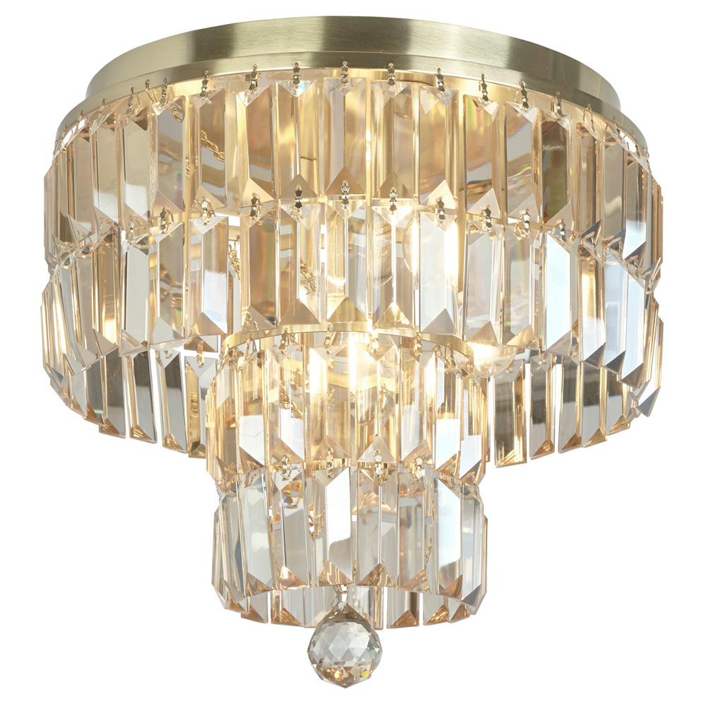 Image for Searchlight Empire 4 Light Flush Satin Brass with Champagne Crystal